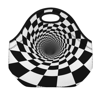 Black And White Hypnotic Illusion Print Neoprene Lunch Bag