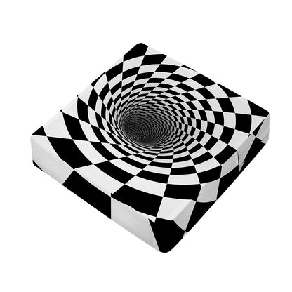 Black And White Hypnotic Illusion Print Outdoor Seat Cushion Cover