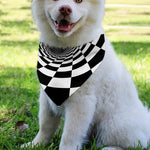 Black And White Hypnotic Illusion Print Over The Collar Dog Bandana