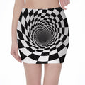 Black And White Hypnotic Illusion Print Pencil Mini Skirt