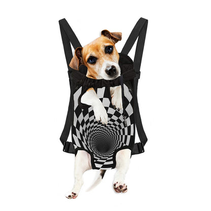 Black And White Hypnotic Illusion Print Pet Carrier Backpack