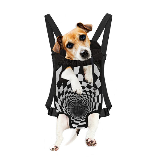 Black And White Hypnotic Illusion Print Pet Carrier Backpack