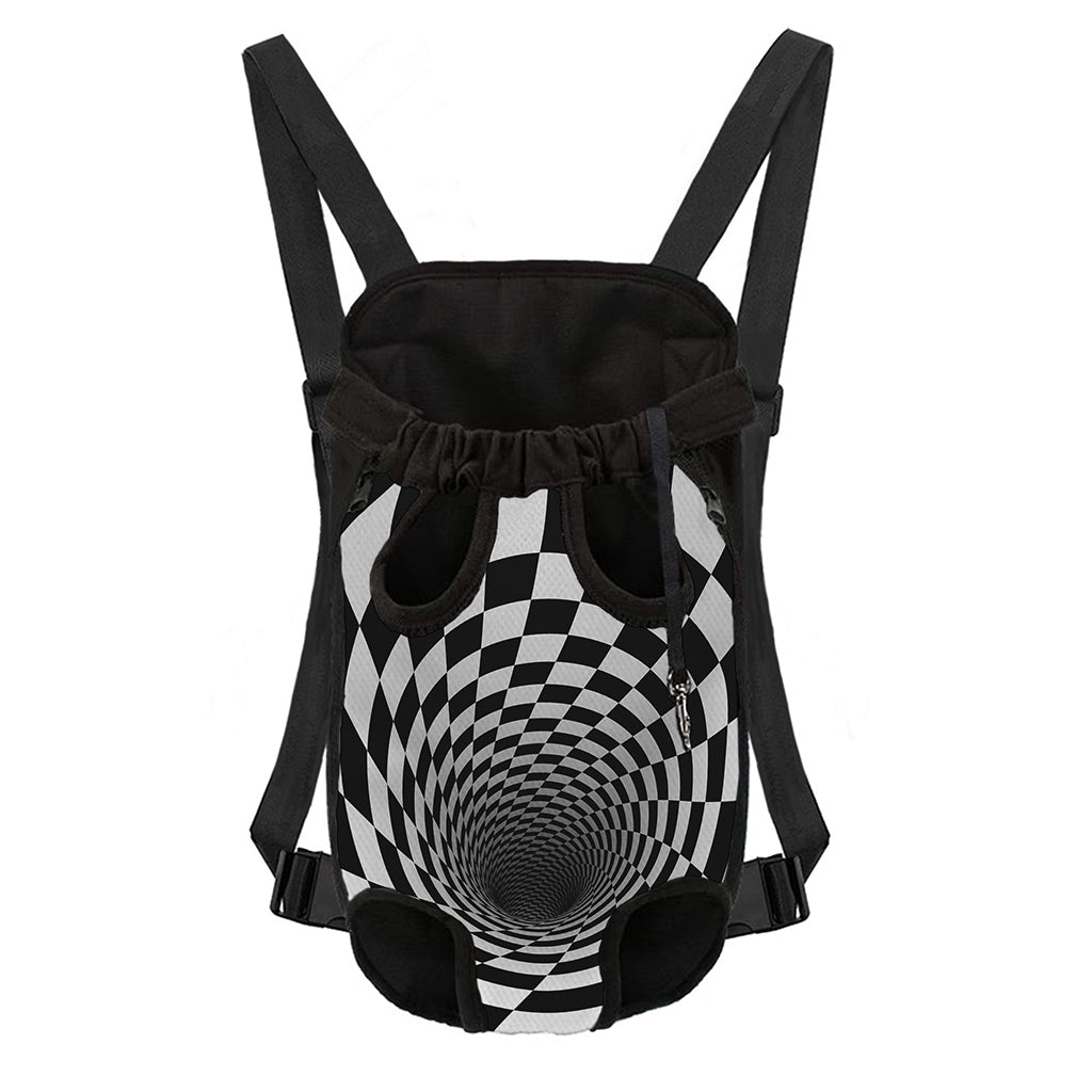 Black And White Hypnotic Illusion Print Pet Carrier Backpack