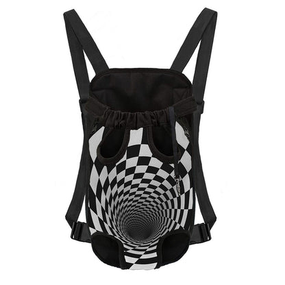 Black And White Hypnotic Illusion Print Pet Carrier Backpack