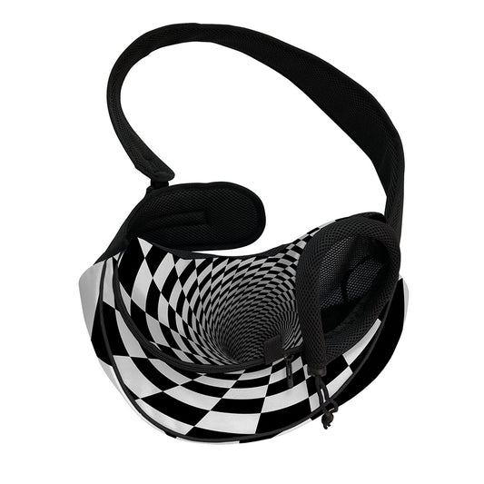 Black And White Hypnotic Illusion Print Pet Sling Carrier