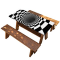 Black And White Hypnotic Illusion Print Picnic Table Cover