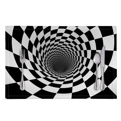 Black And White Hypnotic Illusion Print Placemat