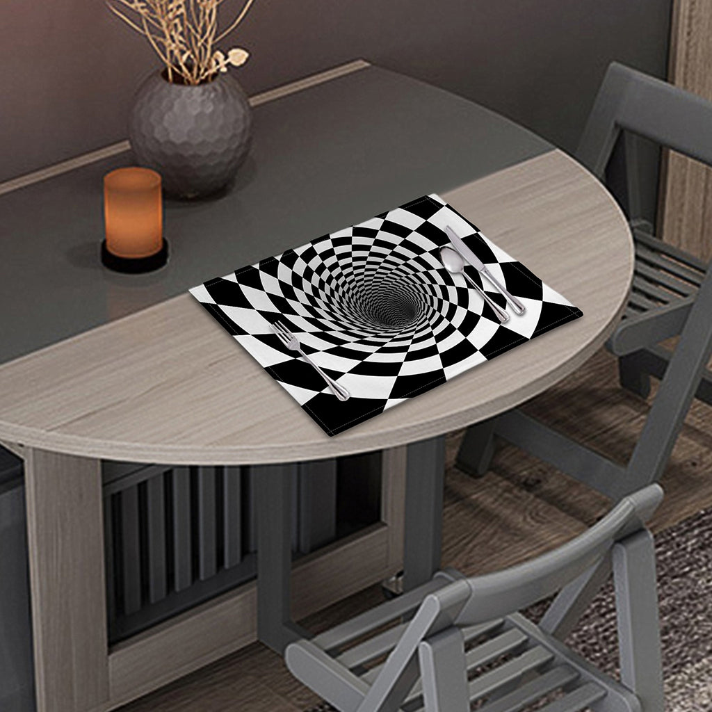 Black And White Hypnotic Illusion Print Placemat