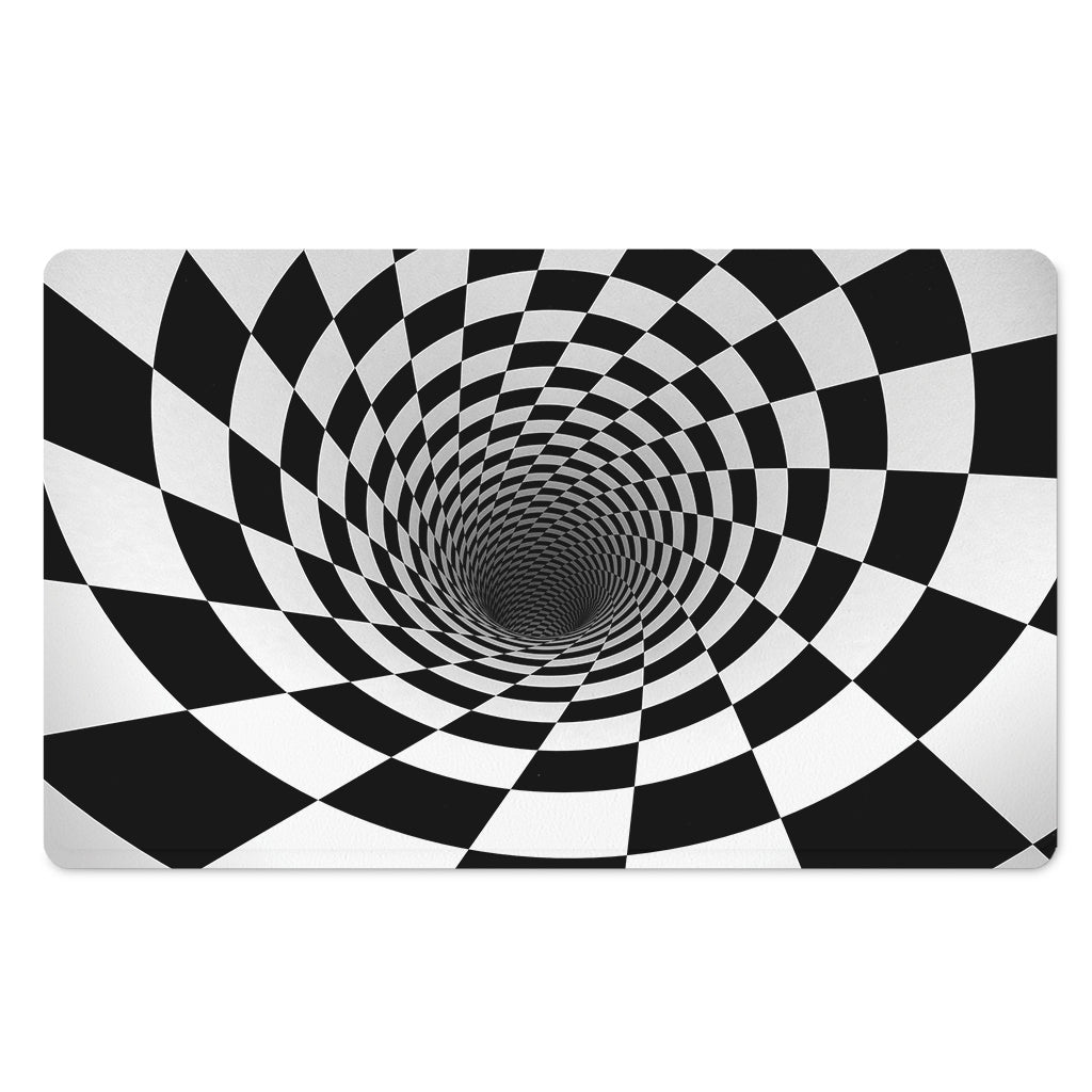 Black And White Hypnotic Illusion Print Polyester Doormat