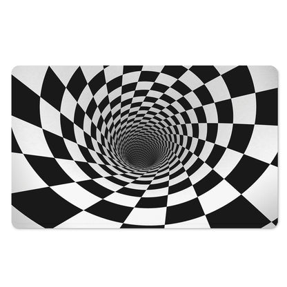 Black And White Hypnotic Illusion Print Polyester Doormat