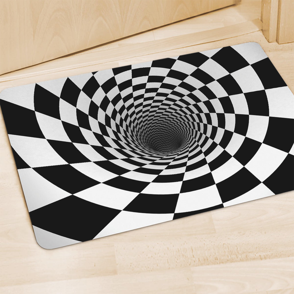 Black And White Hypnotic Illusion Print Polyester Doormat