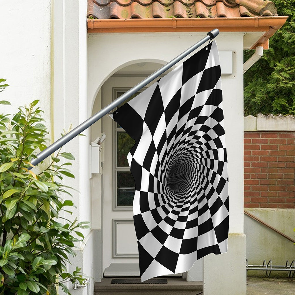 Black And White Hypnotic Illusion Print Polyester Flag