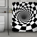 Black And White Hypnotic Illusion Print Polyester Shower Curtain