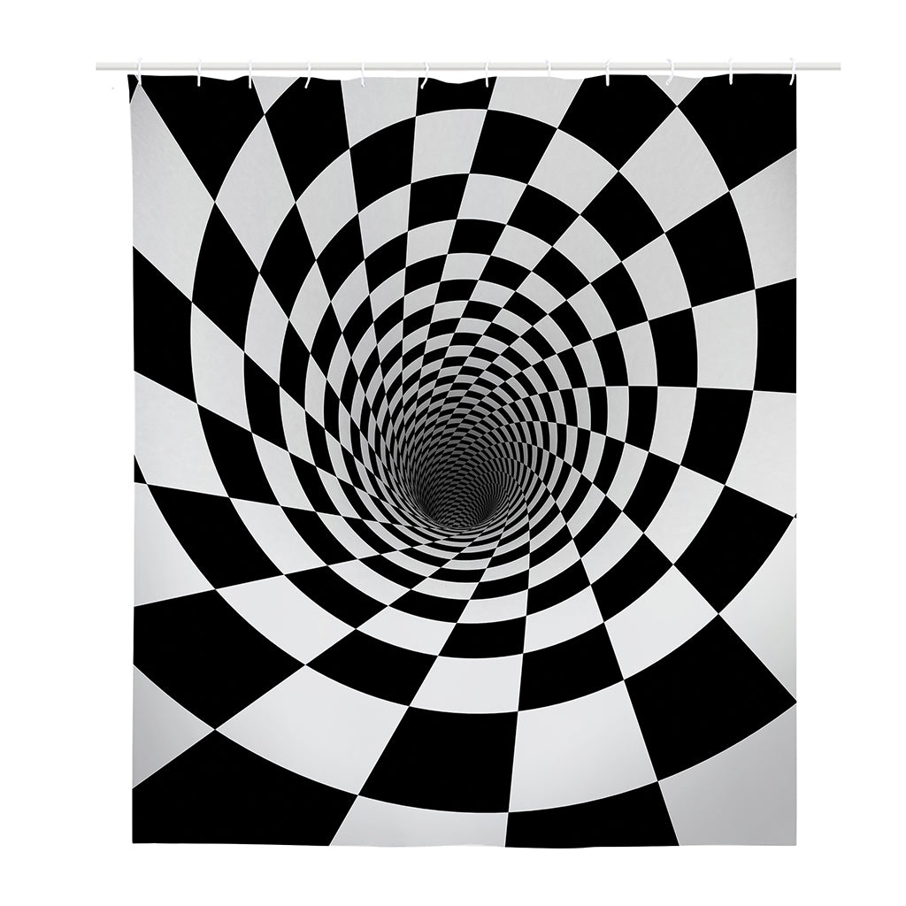 Black And White Hypnotic Illusion Print Polyester Shower Curtain