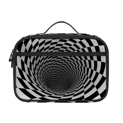 Black And White Hypnotic Illusion Print Portable Lunch Bag