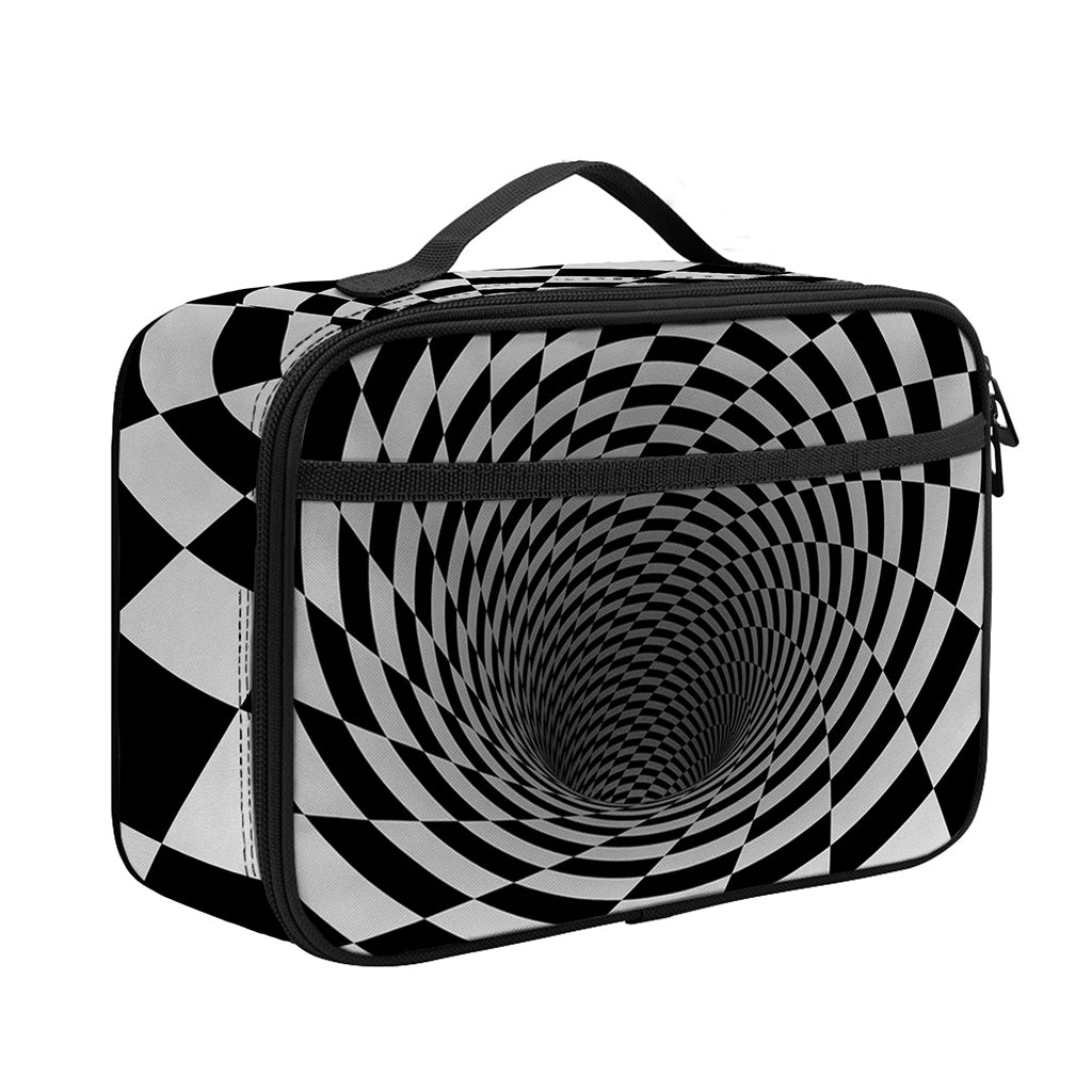 Black And White Hypnotic Illusion Print Portable Lunch Bag