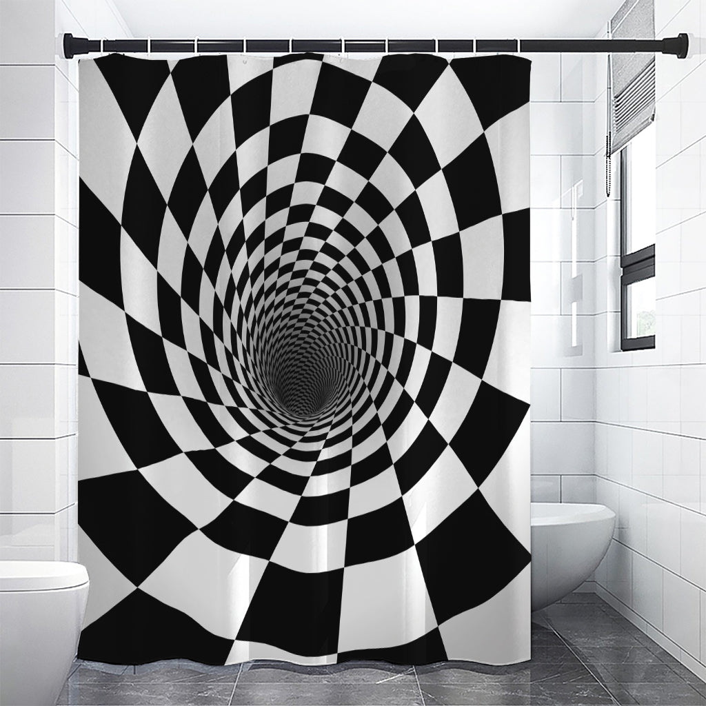 Black And White Hypnotic Illusion Print Premium Shower Curtain