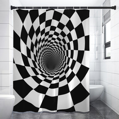 Black And White Hypnotic Illusion Print Premium Shower Curtain