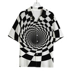 Black And White Hypnotic Illusion Print Rayon Hawaiian Shirt