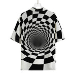 Black And White Hypnotic Illusion Print Rayon Hawaiian Shirt
