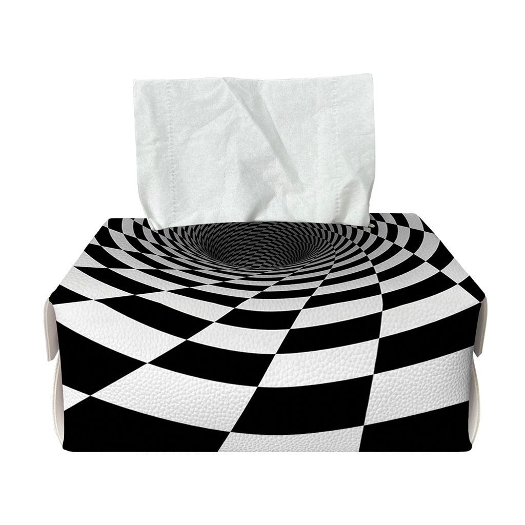 Black And White Hypnotic Illusion Print Rectangle Tissue Box Cover