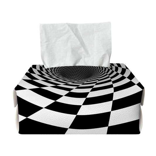 Black And White Hypnotic Illusion Print Rectangle Tissue Box Cover