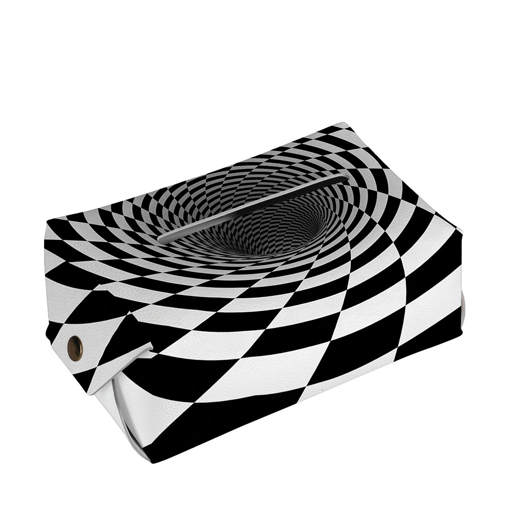 Black And White Hypnotic Illusion Print Rectangle Tissue Box Cover