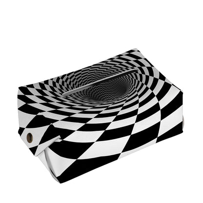 Black And White Hypnotic Illusion Print Rectangle Tissue Box Cover