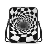 Black And White Hypnotic Illusion Print Rectangular Crossbody Bag