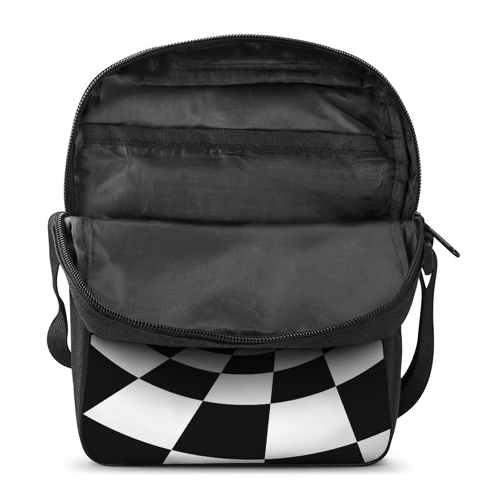 Black And White Hypnotic Illusion Print Rectangular Crossbody Bag