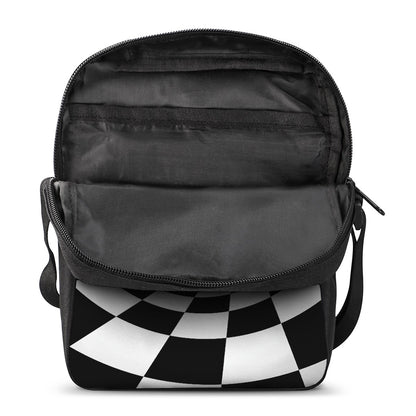 Black And White Hypnotic Illusion Print Rectangular Crossbody Bag