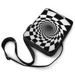 Black And White Hypnotic Illusion Print Rectangular Crossbody Bag