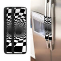 Black And White Hypnotic Illusion Print Refrigerator Handle Covers