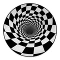 Black And White Hypnotic Illusion Print Round Floor Mat