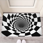 Black And White Hypnotic Illusion Print Rubber Doormat