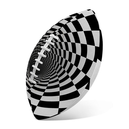 Black And White Hypnotic Illusion Print Rugby Ball