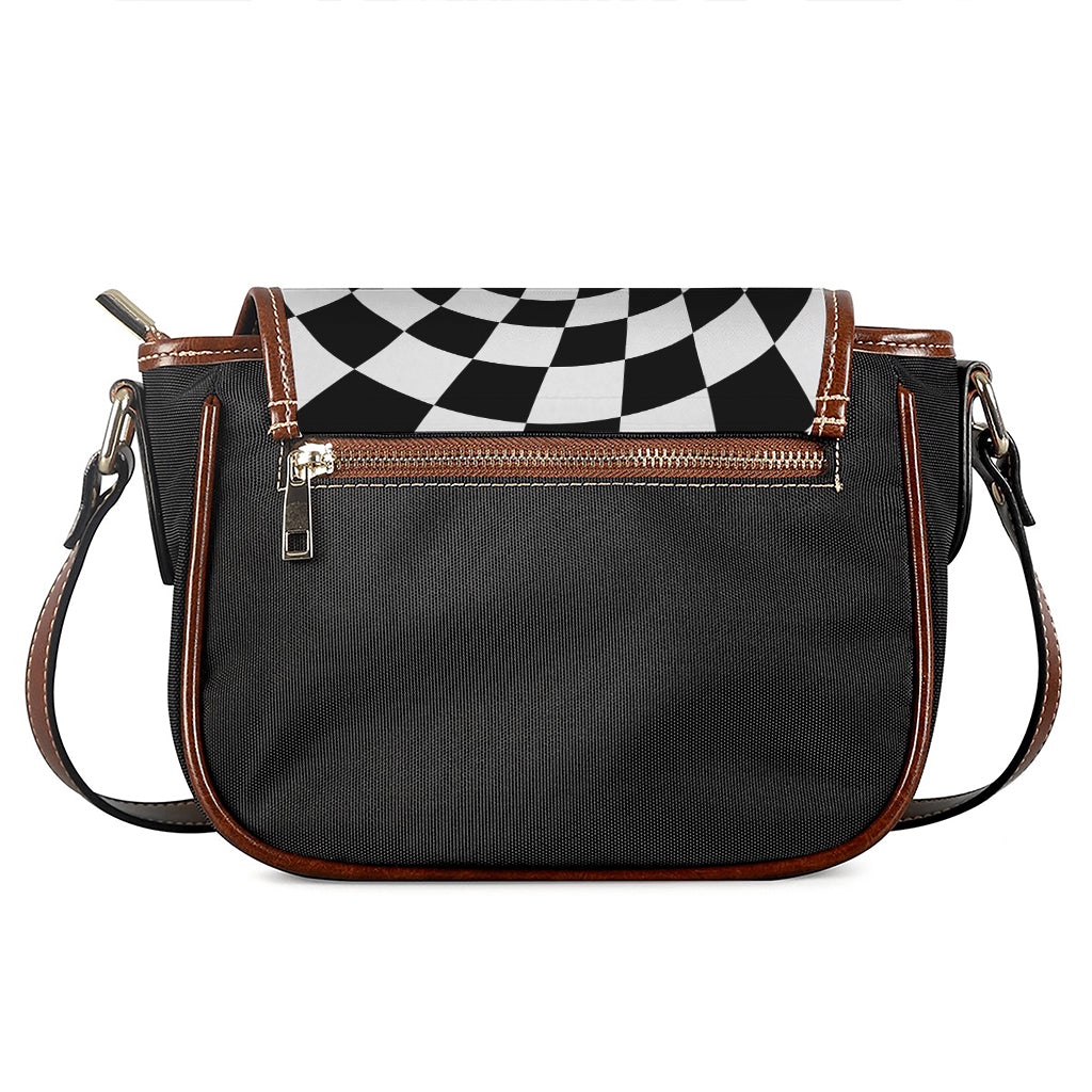 Black And White Hypnotic Illusion Print Saddle Bag