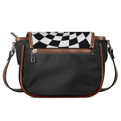 Black And White Hypnotic Illusion Print Saddle Bag
