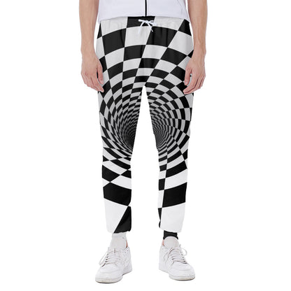 Black And White Hypnotic Illusion Print Scuba Joggers