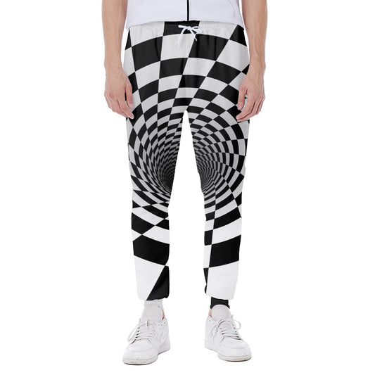 Black And White Hypnotic Illusion Print Scuba Joggers
