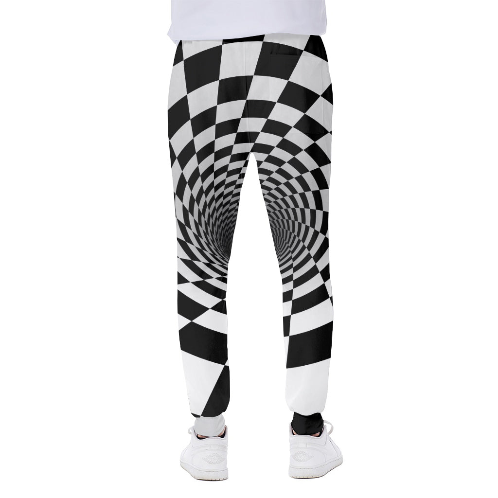 Black And White Hypnotic Illusion Print Scuba Joggers