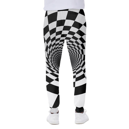 Black And White Hypnotic Illusion Print Scuba Joggers