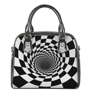 Black And White Hypnotic Illusion Print Shoulder Handbag