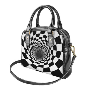 Black And White Hypnotic Illusion Print Shoulder Handbag