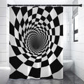 Black And White Hypnotic Illusion Print Shower Curtain