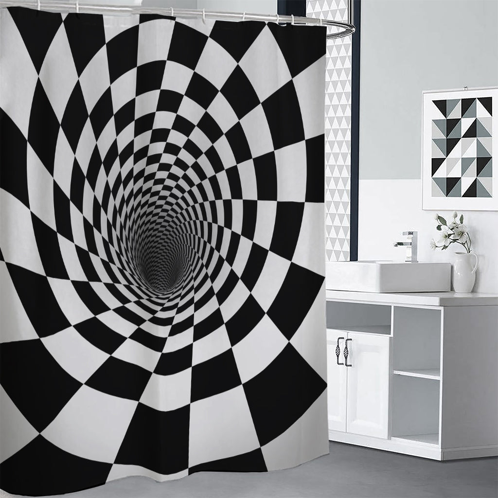 Black And White Hypnotic Illusion Print Shower Curtain