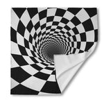 Black And White Hypnotic Illusion Print Silk Bandana