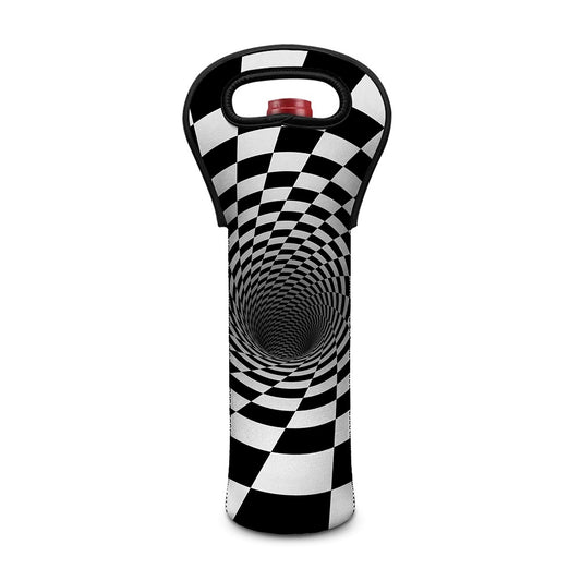 Black And White Hypnotic Illusion Print Single Neoprene Wine Tote