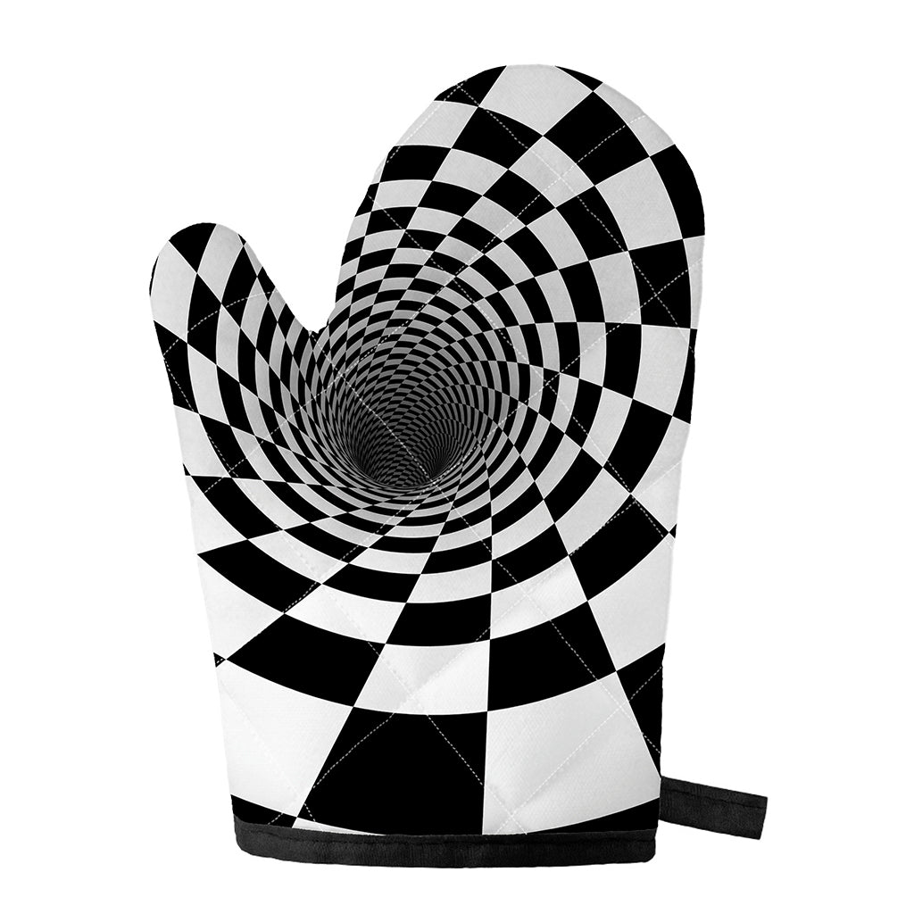 Black And White Hypnotic Illusion Print Single Oven Mitt