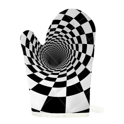 Black And White Hypnotic Illusion Print Single Oven Mitt